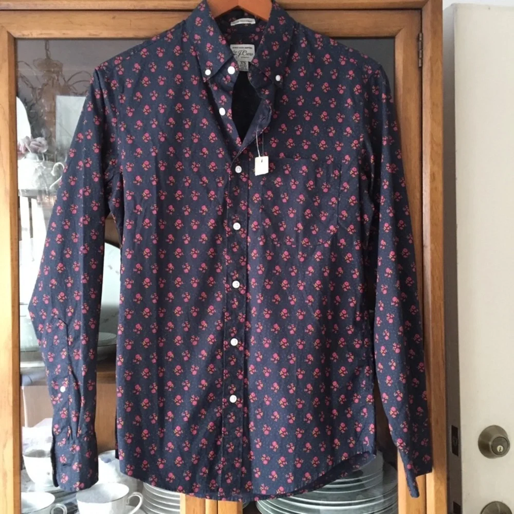 J.Crew Slim Untucked Stretch floral navy Shirt